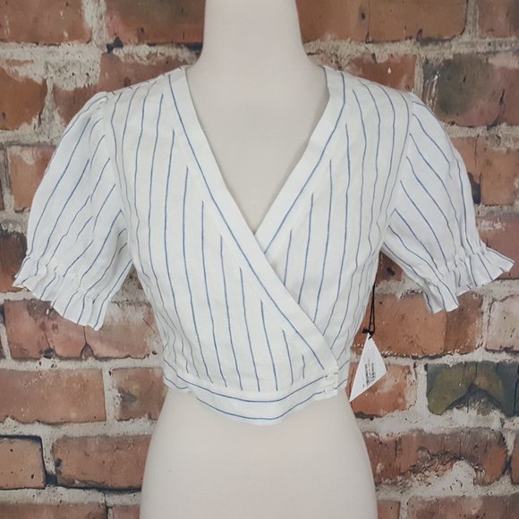 Anthropologie Tops - Lost + Wander Gabriela Crop Top White Blue 4 NEW